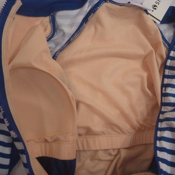 Cabana Life M Striped Dark Blue Geo Swim Unisuit Long Sleeves UPF 50 Padded Cup - Picture 8 of 8